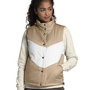 The North Face Sylvester Puffer Vest Tan/Beige and White Women's Size Med